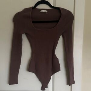 Abercrombie & Fitch Chocolate Long Sleeve Bodysuit